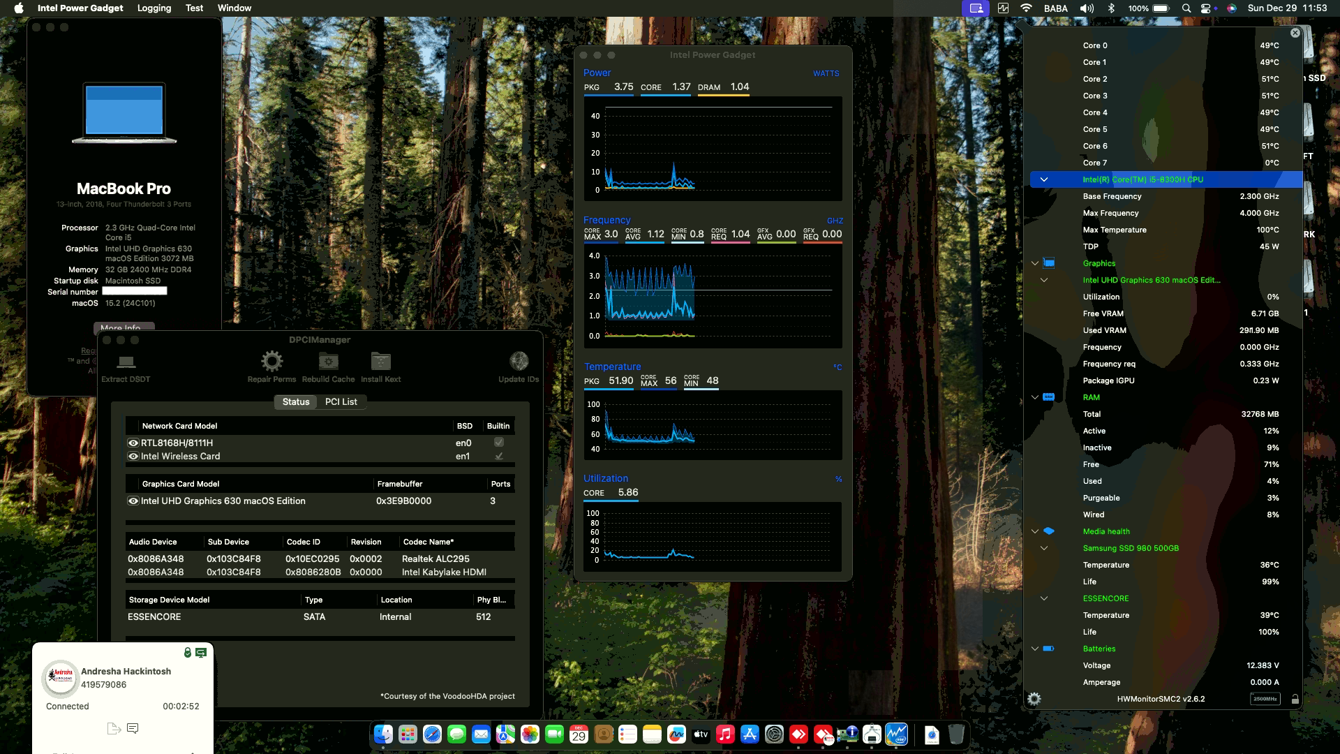 Success Hackintosh macOS Sequoia 15.2 Build 24C101 in HP Pavilion 15-BC444TX